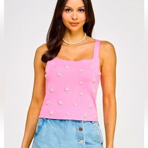 #049 Pink pearl Embellished top